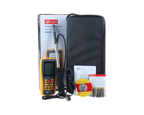 Термоанемометр профессиональный USB 0,3-30 м/с, 0-45°C BENETECH GM8903