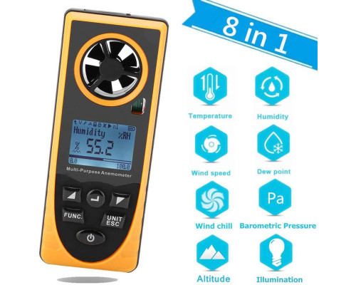 Многофункциональный анемометр-метеостанция 0,7-30м/с, -20-60°C BENETECH GM8910