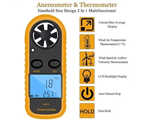 Цифровой анемометр 0,1-30м/с, -10-45°C BENETECH GM816
