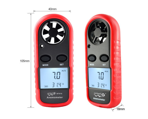 Анемометр цифровой 0,1-30м/с, -10-45°C WINTACT WT816