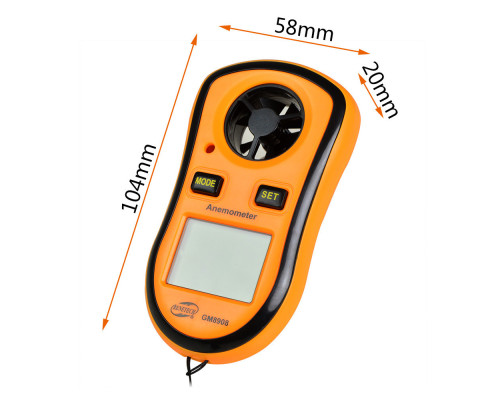 Цифровой крыльчатый анемометр 0,1-30м/с, -10-45°C BENETECH GM8908