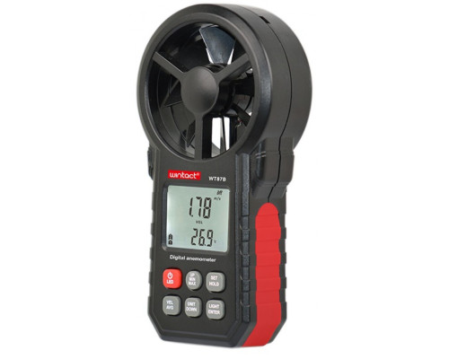 Анемометр крыльчатый USB, Bluetooth 0,3-30м/с, -10-45°C WINTACT WT87B