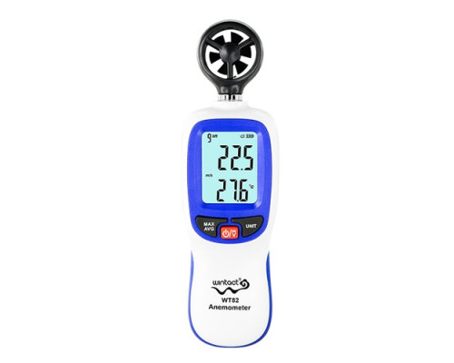 Цифровой крыльчатый анемометр 0,3-30м/с, -10-45°C WINTACT WT82