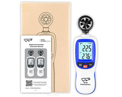 Цифровой крыльчатый анемометр 0,3-30м/с, -10-45°C WINTACT WT82