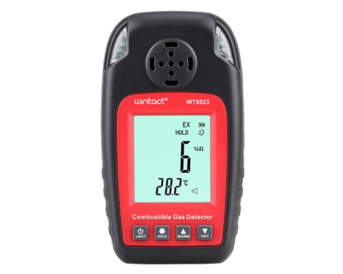 Детектор горючих газов + термометр (0-100%LEL, 0-50°C) WINTACT WT8823