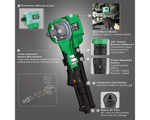 Гайковерт для шиномонтажа пневматический TOPTUL 1/2" 407N/m 6500об/мин KAAS1630