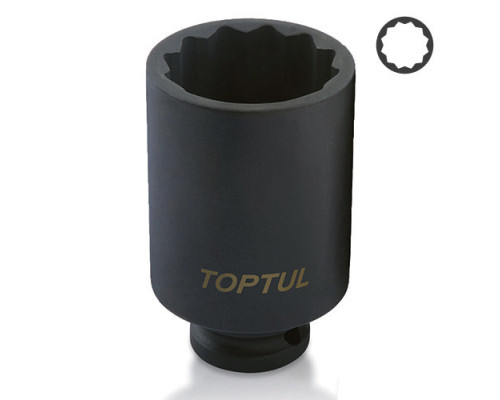 Головка торцевая ударная длинная 1/2" 30мм 12-гранная TOPTUL KABJ1630