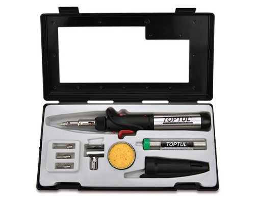Паяльник газовый 150W с комплектом насадок 8ед. TOPTUL EGAE0801