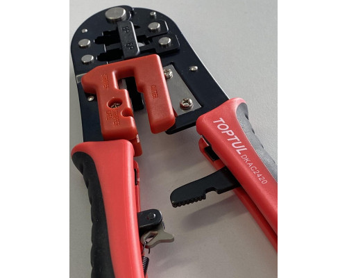 Клещи для обжима и зачистки проводов (RJ11/RJ12/RJ45) трещоточные TOPTUL DKAC2420
