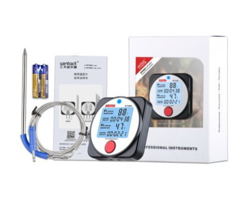 Термометр цифровой для барбекю 2-х канальный Bluetooth, -40-300°C WINTACT WT308A