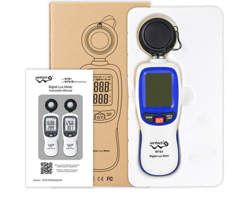 Цифровой люксметр (измеритель освещенности + термометр) Bluetooth 200000 Lux WINTACT WT81B