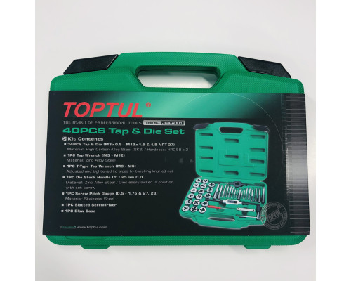 Набор резьбонарезного инструмента TOPTUL 40 ед. М3-М12 JGAI4001