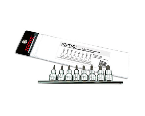 Набор головки с насадкой пятигранные с отверстием TOPTUL 1/2" TORX T20-T55 8ед. GAAG0806