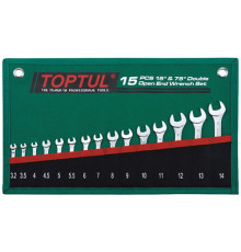 Набор ключей рожковых TOPTUL 15 шт. 3,2-14мм 15°х75° GRAJ1501