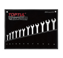 Набор ключей комбинированных (угол 75°) 12шт. 8-22мм (черный чехол) TOPTUL GPAN1201