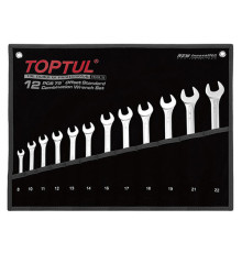 Набор ключей комбинированных (угол 75°) 12шт. 8-22мм (черный чехол) TOPTUL GPAN1201