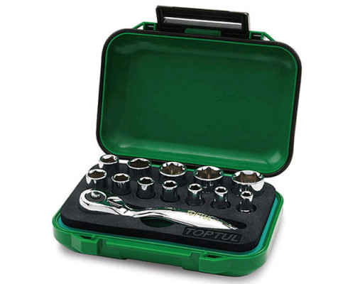 Набор головок с трещоткой TOPTUL 1/4" 13ед. GABW1301