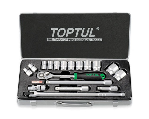 Набор головок с трещоткой TOPTUL 1/2" 18ед. (6-гр.) GCAD1802