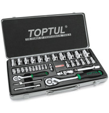 Набор головок с трещоткой TOPTUL 1/4", 1/2" 34ед. GCAD3401