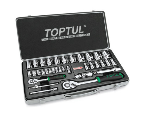 Набор головок с трещоткой TOPTUL 1/4", 1/2" 34ед. GCAD3401