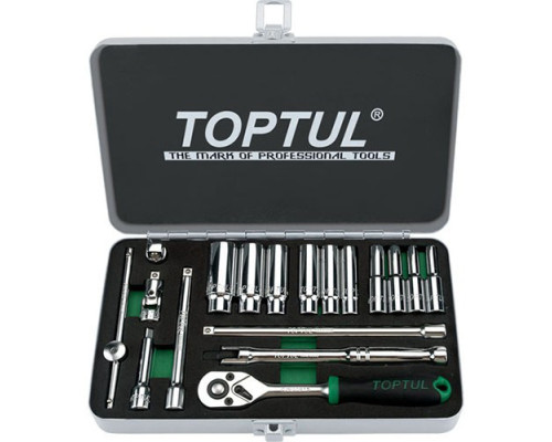 Набор инструмента дюймового TOPTUL 1/4" 18ед. 3/16"-9/16" (длинные головки) GCAD1813