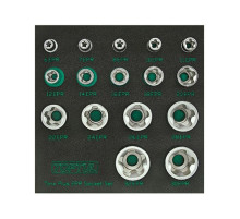 Набор головок Torx Plus EPR 1/4",3/8",1/2" 6EPR-32EPR 16ед. в ложементе TOPTUL GABF1601