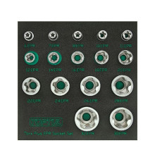 Набор головок Torx Plus EPR 1/4",3/8",1/2" 6EPR-32EPR 16ед. в ложементе TOPTUL GABF1601
