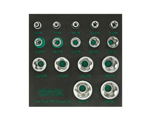 Набор головок Torx Plus EPR 1/4",3/8",1/2" 6EPR-32EPR 16ед. в ложементе TOPTUL GABF1601