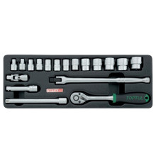 Набор головок с трещоткой в ложементе 3/8" TOPTUL GCAT1808