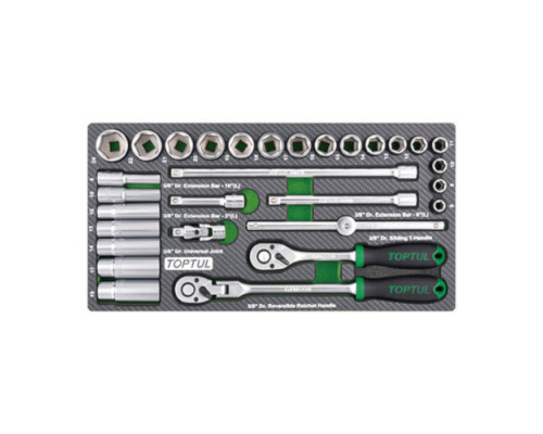Трещотки и головки в ложементе 3/8" 30ед. TOPTUL GEA3005