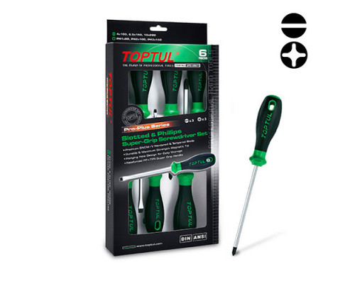 Набор профессиональных отверток 6 ед. PRO-PLUS SERIES TOPTUL GFE-0601