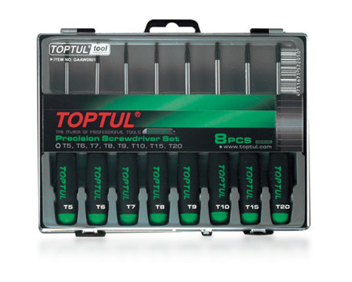 Набор отверток для точных работ TOPTUL (T5-T20) 8ед. GAAW0801