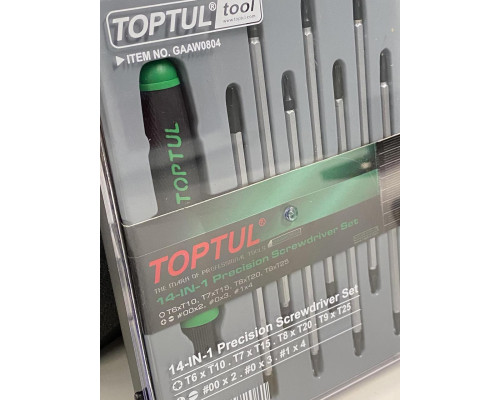 Набор отверток для точных работ 14 в 1 TOPTUL (T5-T20,PH,SL) GAAW0804
