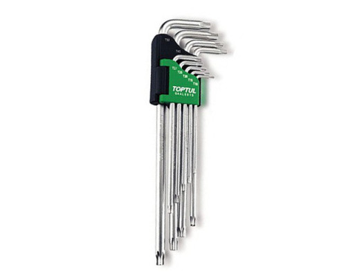 Г-образные ключи TORX TOPTUL T10-T50 9ед. супердлинные с отверстием GAAL0915