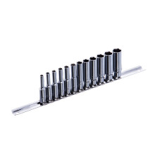 Набор головок длинных на планке TOPTUL 1/4" 12ед. 4-13мм GAAQ0802U