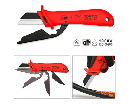 Нож для снятия изоляции с пяткой TOPTUL 1000V VDE SFAC5018V4