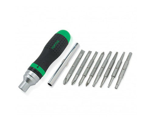 Трещоточная отвертка-битодержатель 1/4" TOPTUL 19-в-1 GAAR1002